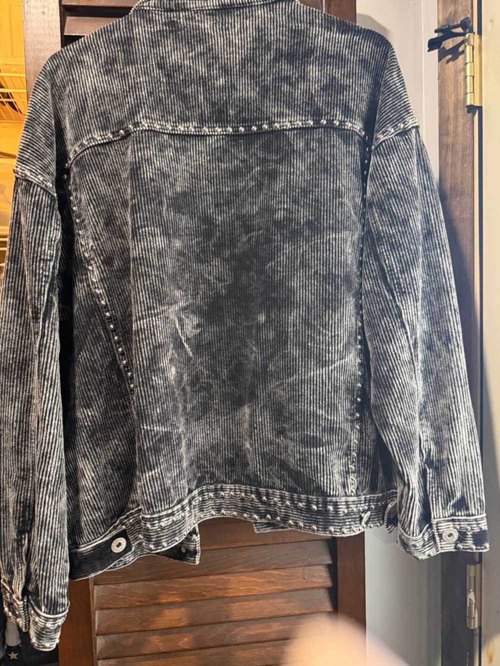 POL Distressed Black Corduroy Jacket with Stud Trim - Picture 5 of 5
